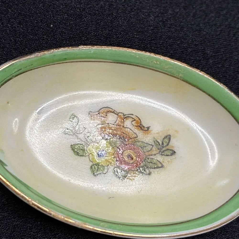 Antique Noritake Princess Handpainted Art Deco Celery Dish Salt Cellar Set Japan